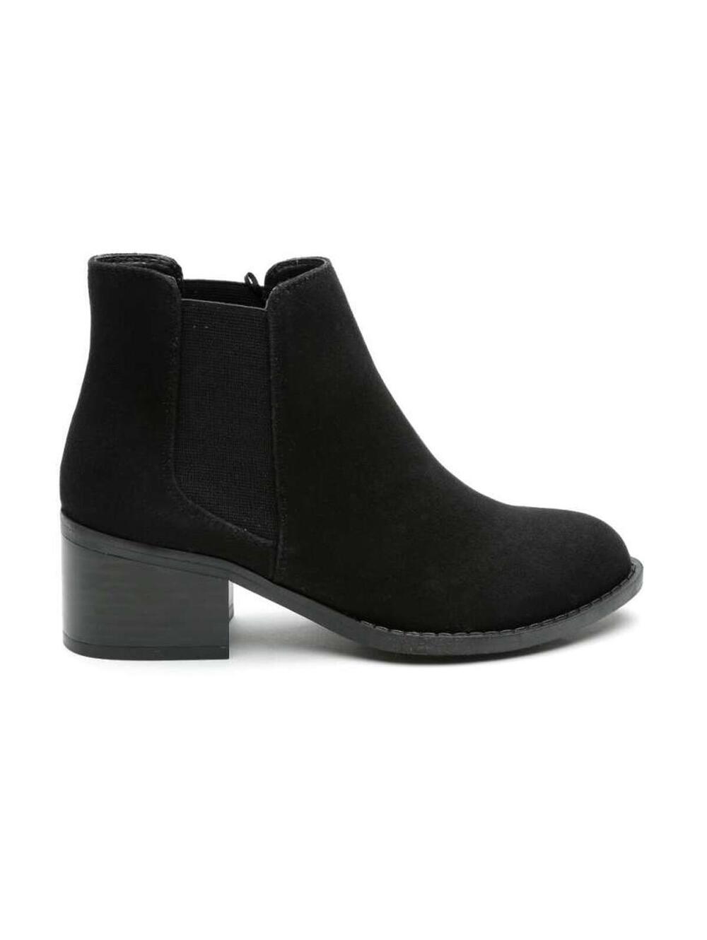 Forever 21 Black Faux Suede Block Heel Ankle Boots Booties Round Toe Size 8 - Picture 1 of 9